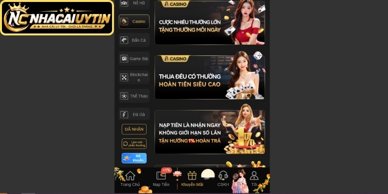 Casino có thưởng doanh thu và hoàn khi thua