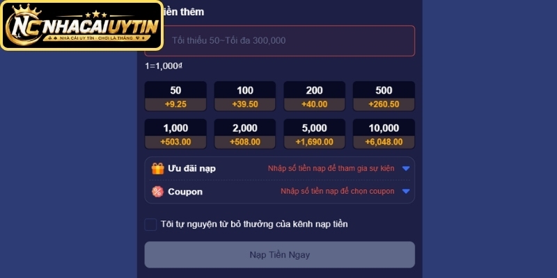 Điều kiện cần kiểm tra khi tiến hành nạp tiền